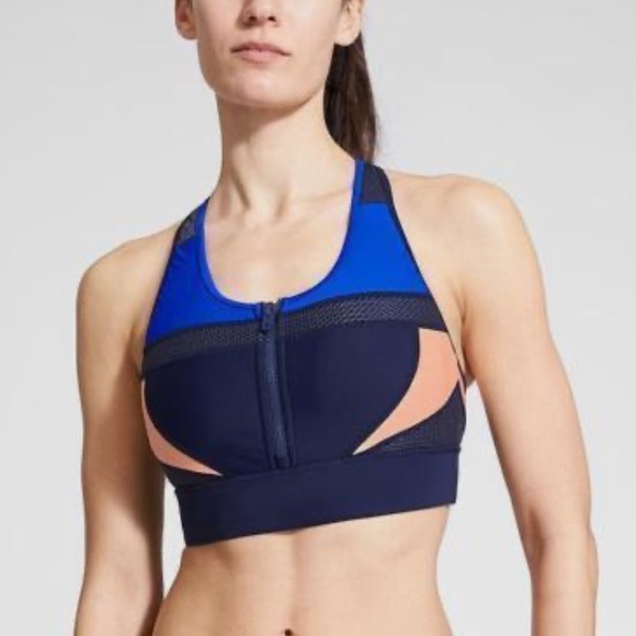Athleta Blue Peach Tri-ssential Zip Bikini Top - Picture 1 of 5